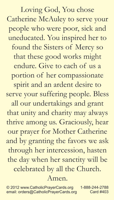 Back of prayer card